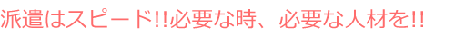派遣はスピード!!必要な時、必要な人材を!!